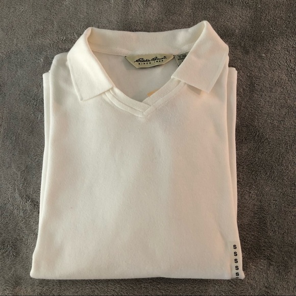 🌺WOMEN’S EDDIE BAUER POLO SHIRT SIZE S COLOR CREAM - Picture 7 of 7